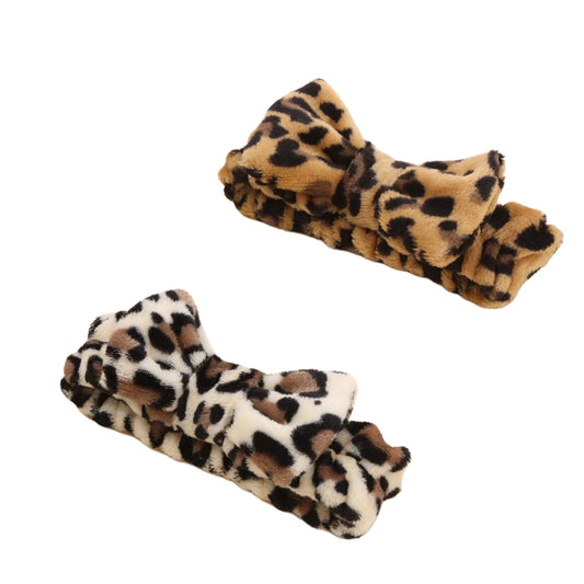 Leopard Fluffy Bow Headbands